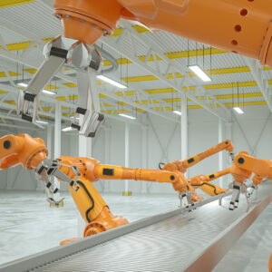 yellow industrial robotic arm