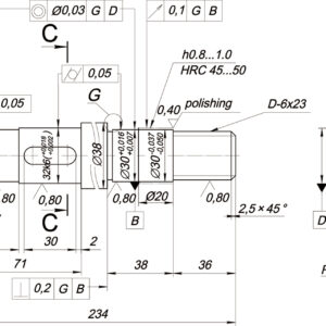 2D CAD drawing of the part