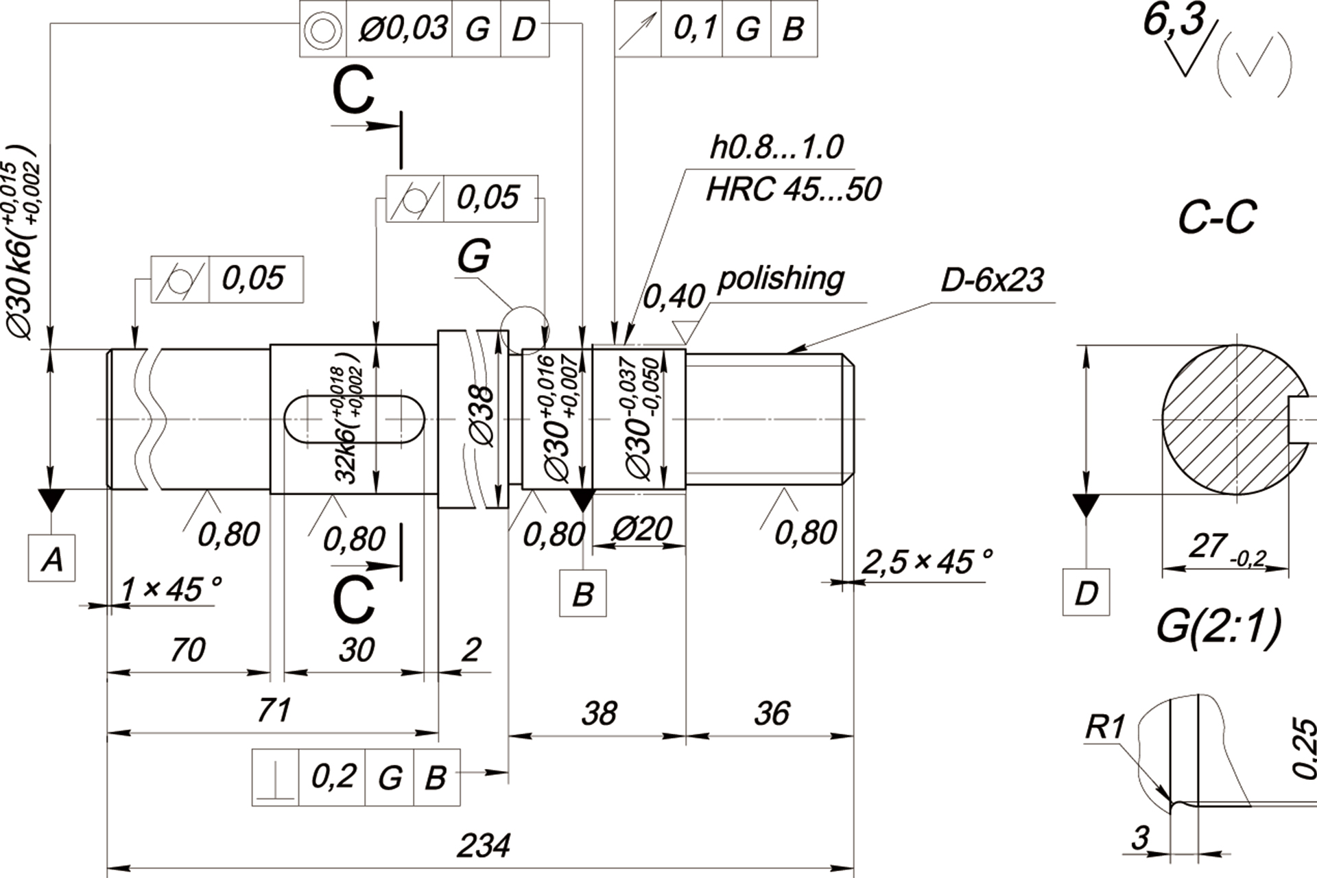 2D CAD drawing of the part