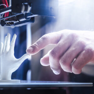 3D printed palm in contact with real human palm